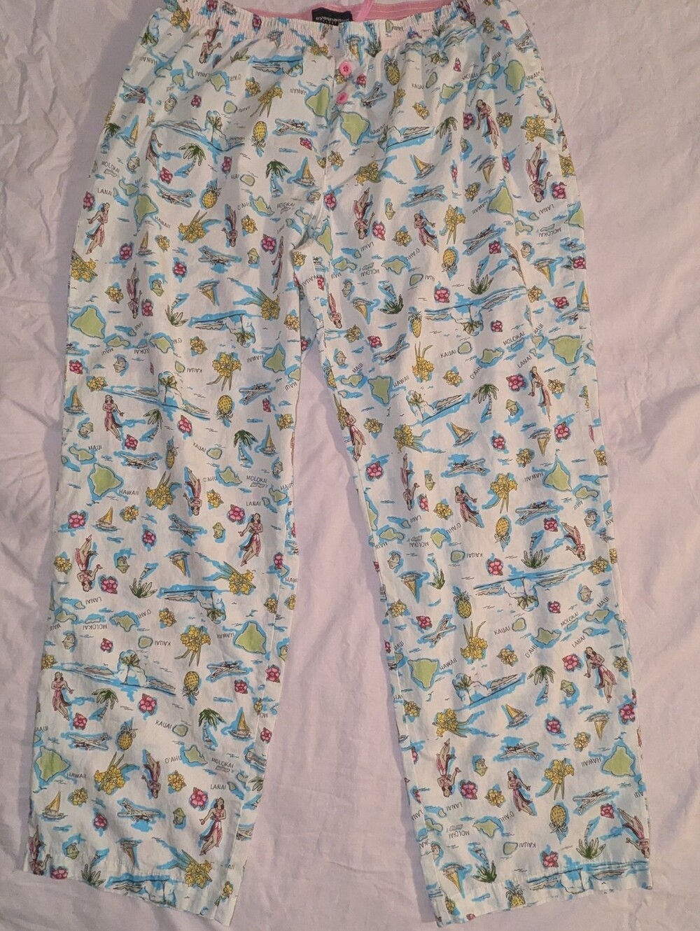 Eyeshadow Sleepwear Pants Lounge Women’s Hawaii Graphic Print 100% Cotton XL